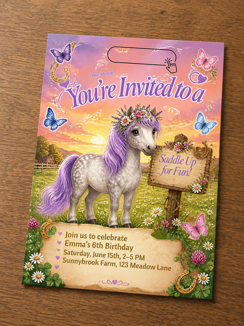 Pony Themed Editable Invitation